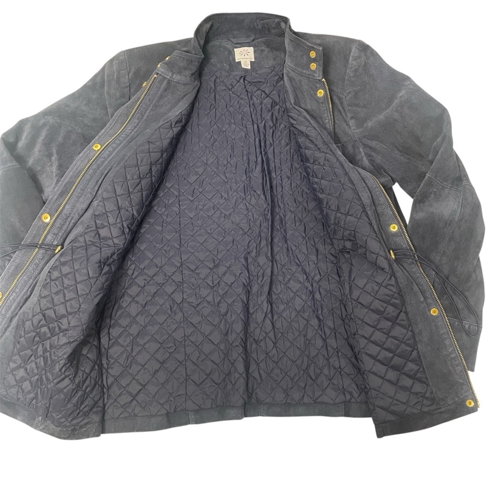 Isaac Mizrahi Live! Suede Zip Front Utility Jacket Navy XL - Picture 2 of 11